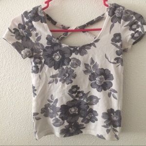 Flowered Crop Top (Criss Cross Back)